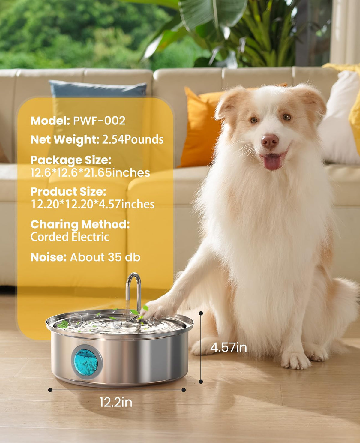 oneisall 7L/230oz Dog Water Fountain for Multi-pet Household,PWF002