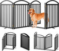 4 Panels Full Matel Freestanding Dog Gates with Door, 96"Extra Wide 32"Tall Free Standing Dog Pet Gate for Indoor & Outd