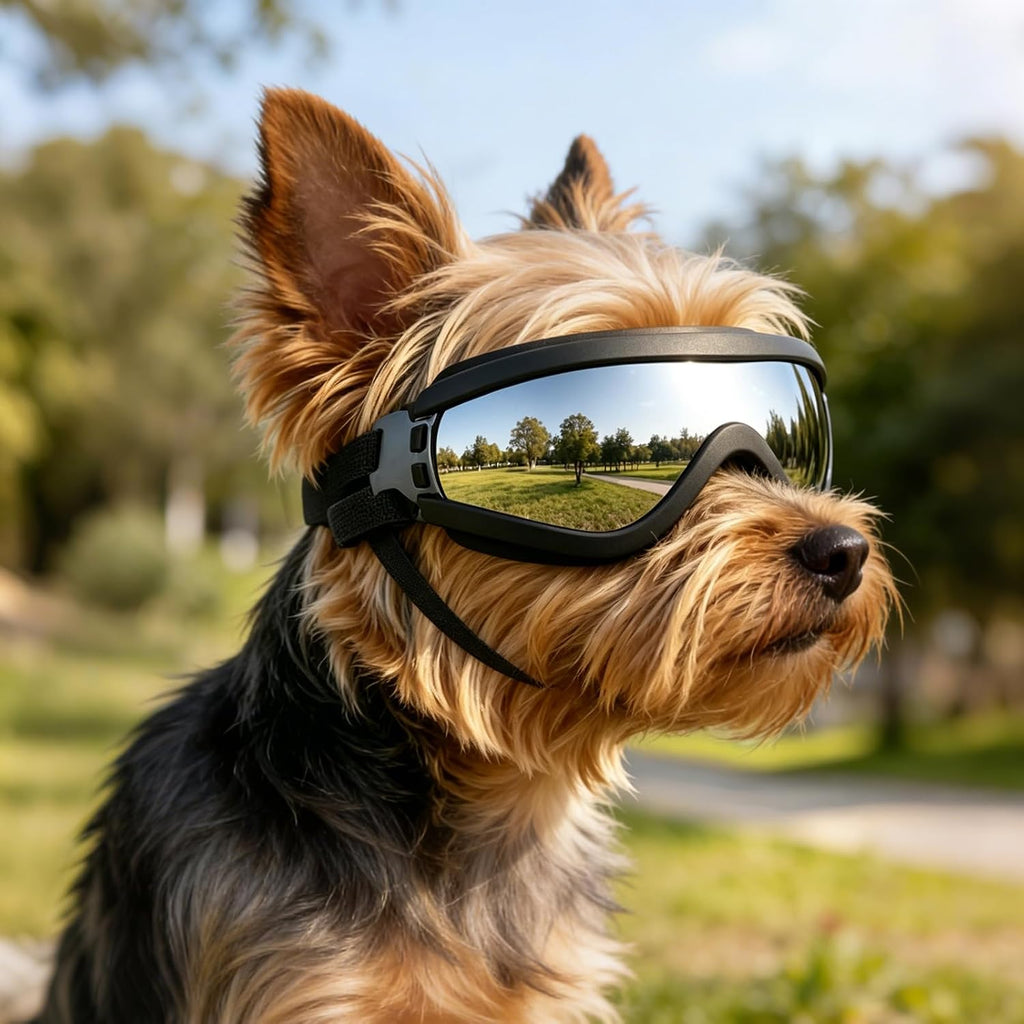 Dog Goggles for Small Breeds, UV Protection Dog Sunglasses with Adjustable Straps, Windproof Pet Eyewear for Small Pet, 
