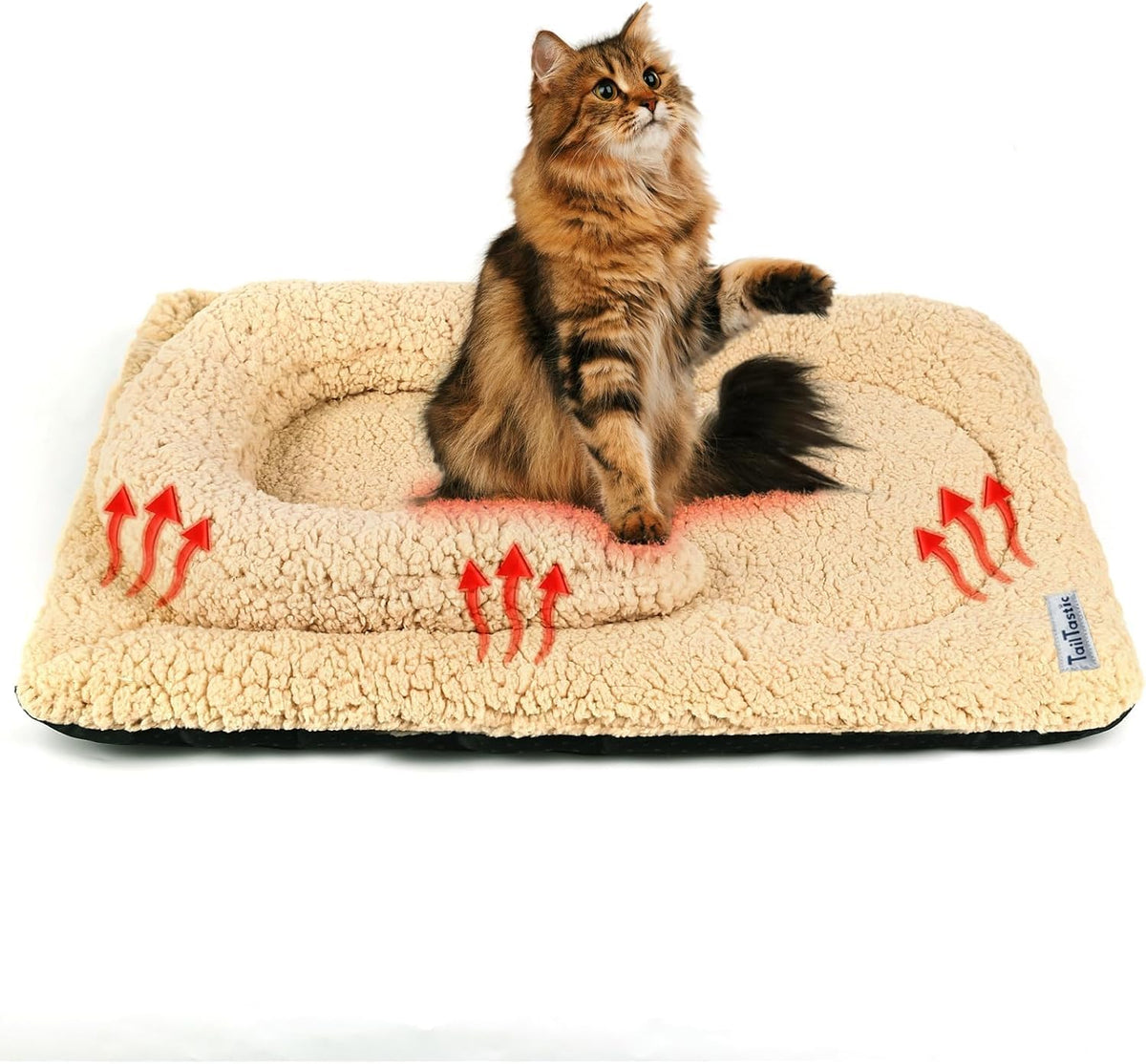 TailTastic Self Warming Cat Bed with U-Shaped Pillow for Warmth & Support