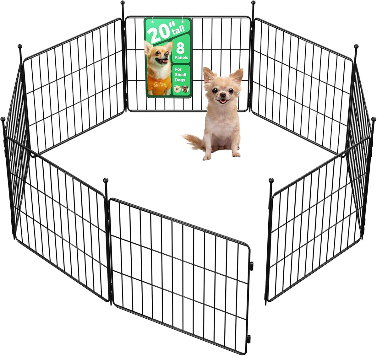 FXW MiniPaws Dog Playpen, Indoor, Yard & RV Camping, 24" H, 8 Panels