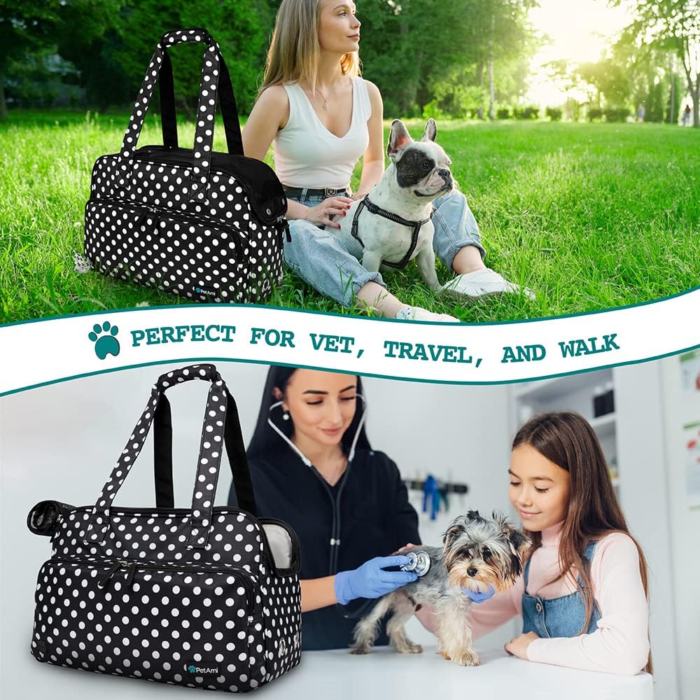 PetAmi Small Dog Purse Carrier, Airline Approved Soft Sided Tote, Polka Dot
