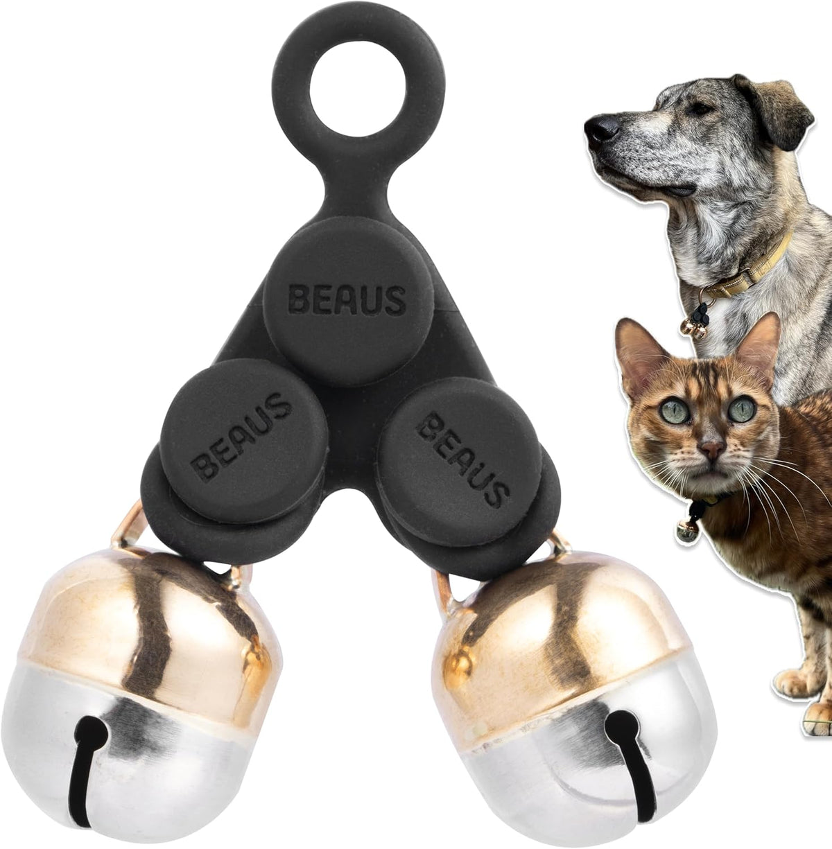 Beau's Bells V2 | Cat & Dog Collar Bells with New Quick Loop Easy Release Clip | Handmade Copper | Track Your Pet | Prot