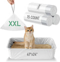 Cat Litter Box Liner XXL - 15 Count 47" x 24" Jumbo Litter Bags