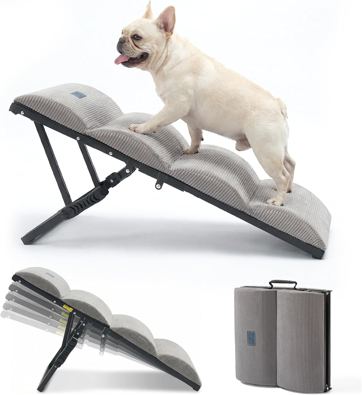 Veehoo Dog Ramp for Bed Couch Small Large Dogs, Foldable Pet Ramp 17“-23''H