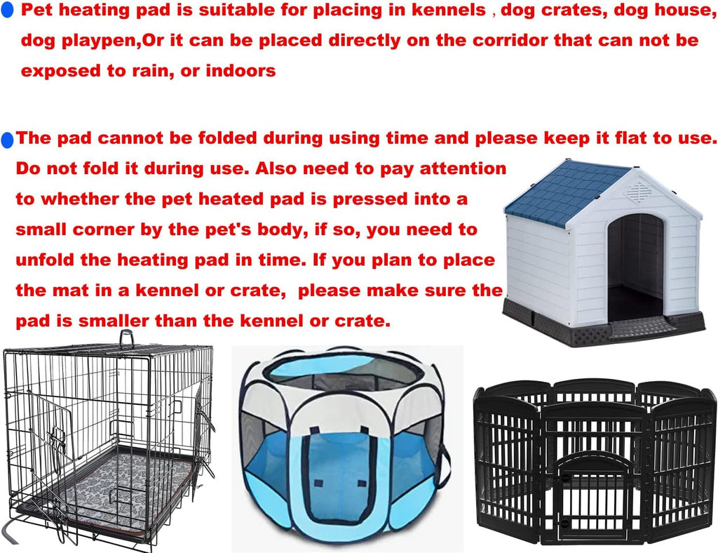 Pet Heating pad Outdoor Small Dog cat Heating pad Heated ped beds for Outside Dogs House Heater Electric Warming pad for