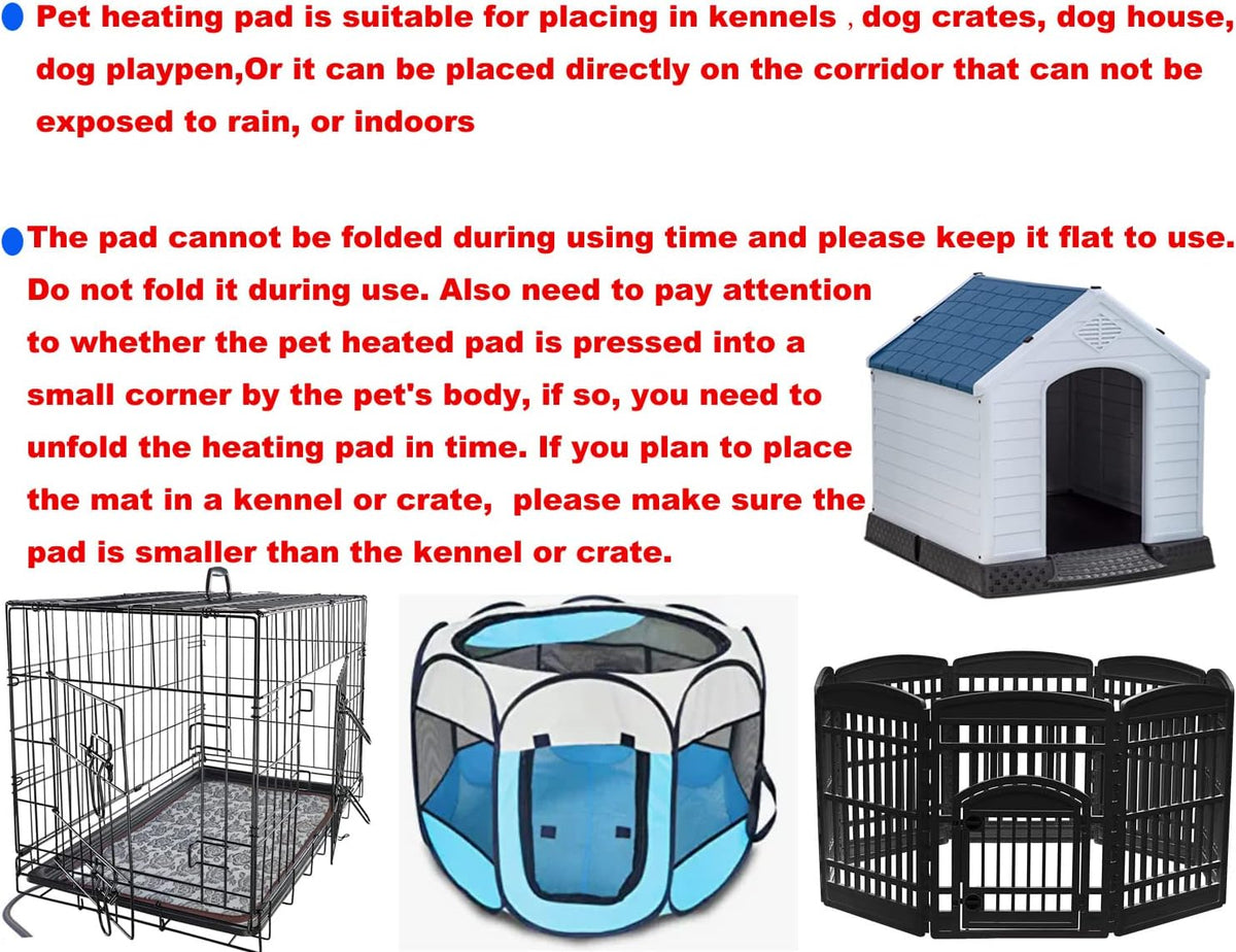 Pet Heating pad Outdoor Small Dog cat Heating pad Heated ped beds for Outside Dogs House Heater Electric Warming pad for