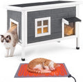 VEVOR Heated Outdoor Cat House for 1-3 Cats Feral Shelter with Heating Pad