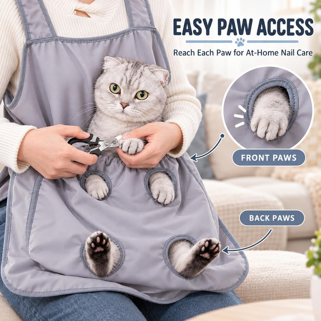 Cat Grooming Bag, Adjustable Pet Carrier Apron for Nail Trimming，Heavyweight Version