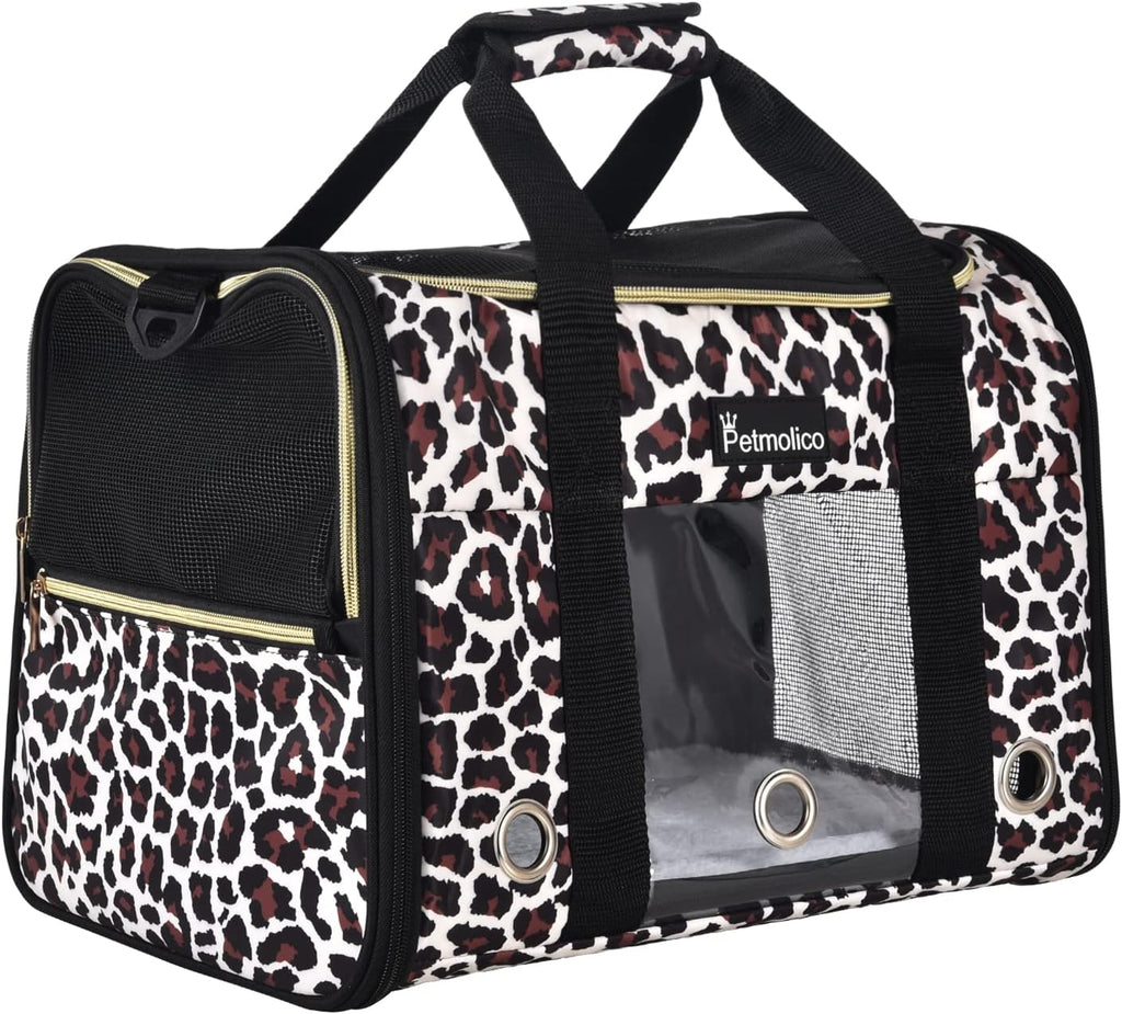 Petmolico Cat Carrier Soft-Sided Airline Approved, Medium, Medium, Leopard
