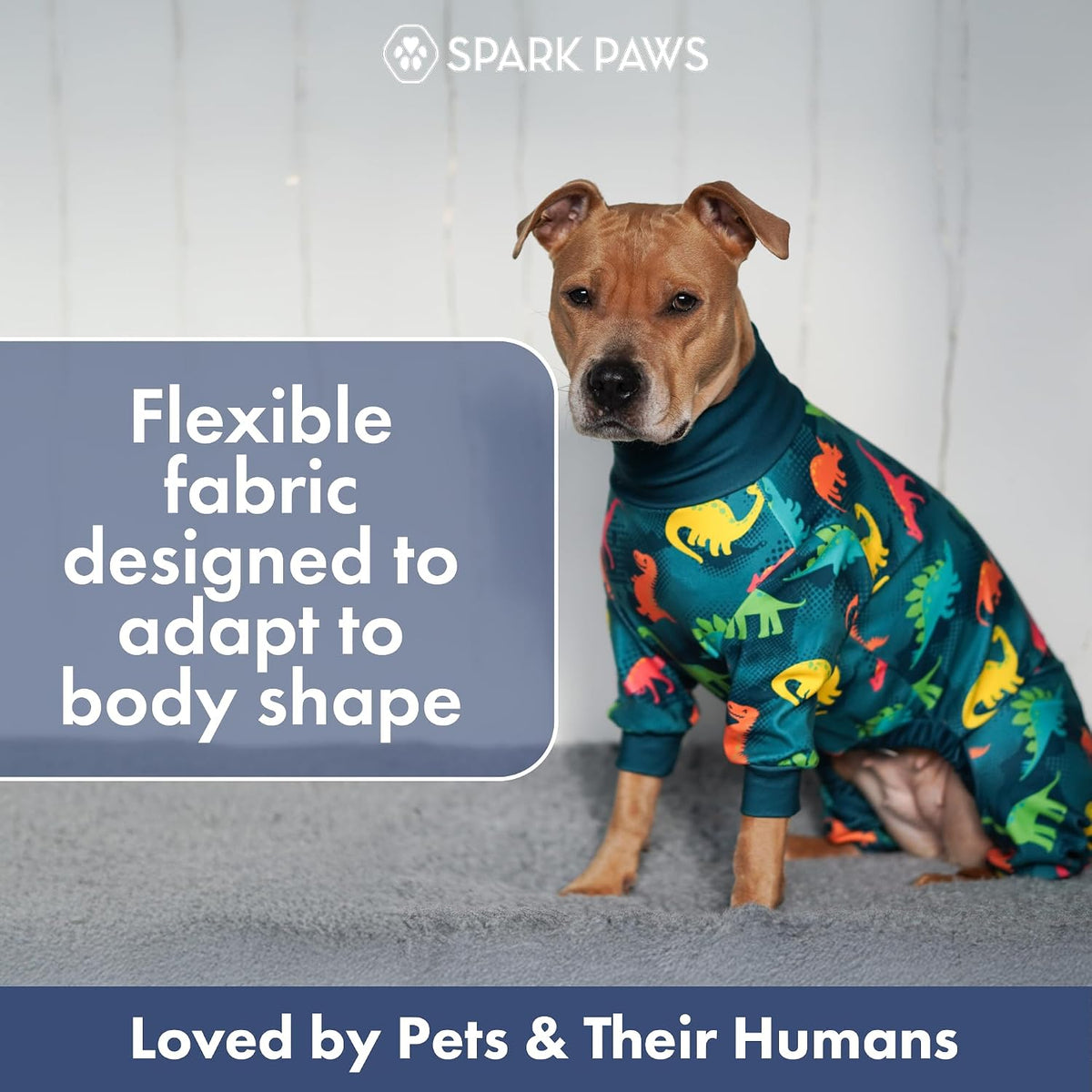 Spark Paws Dog Pajamas Onesie Shirt for S Med Large Breeds - Full Leg PJS