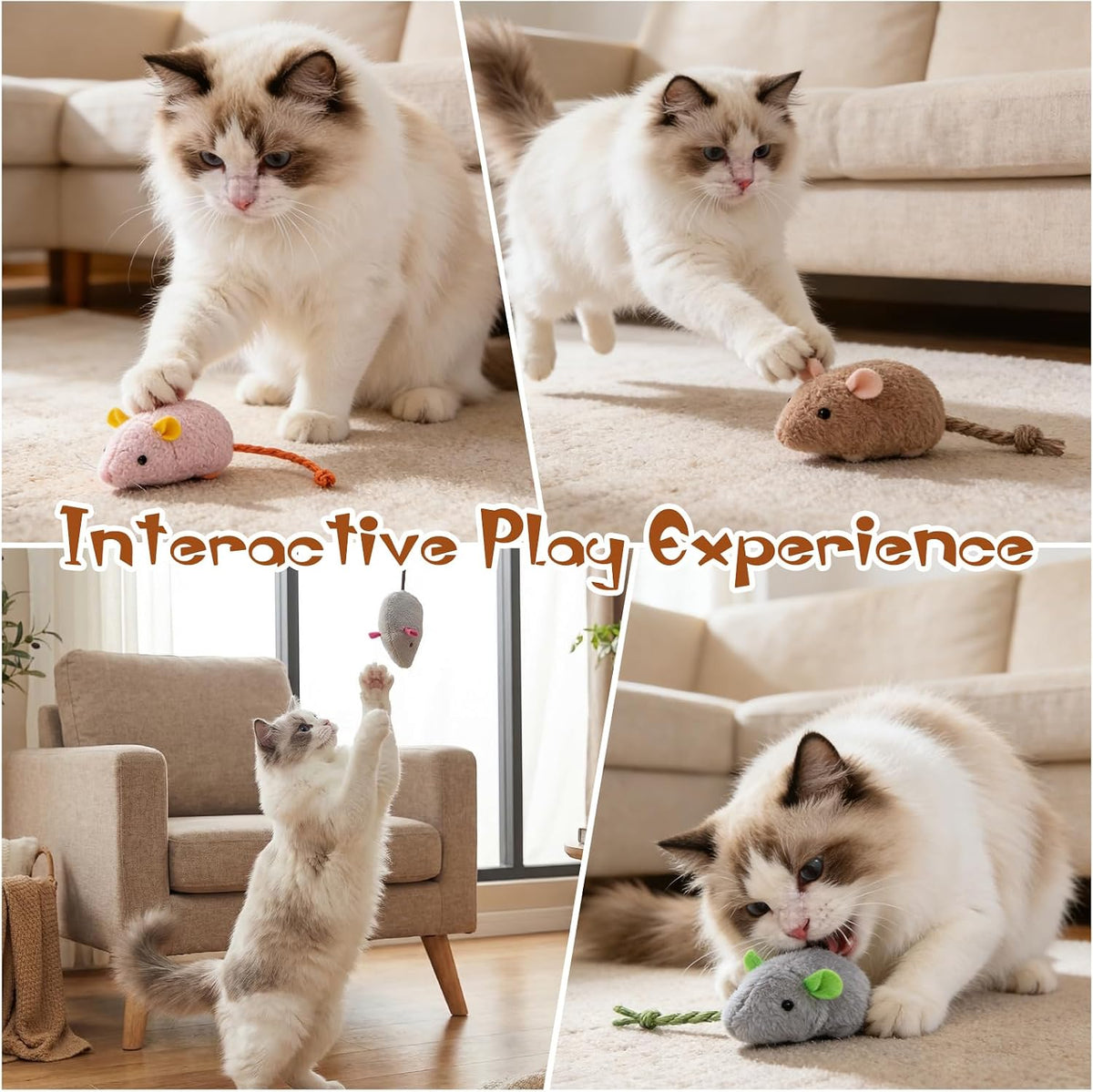 NAHSHON 15PCS Cat Mouse Toys Prefilled Catnip Toys