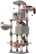Feandrea Cat Tree, 81.1-Inch Large Cat Tower, Multi-Level Condo, Light Gray