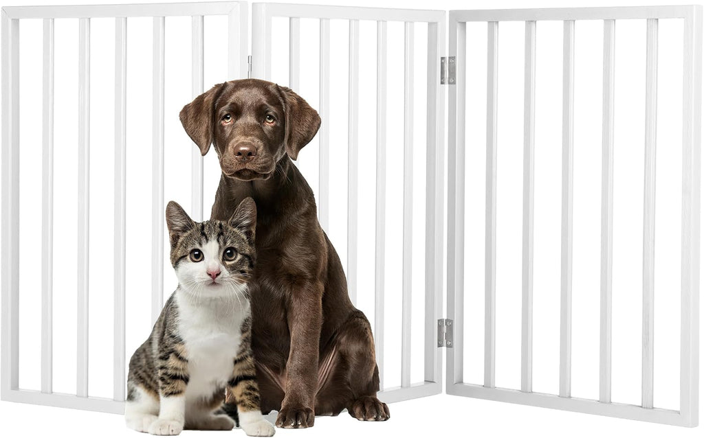 Pet Gate - 3-Panel Indoor Foldable Dog Fence for Stairs, Hallways, or Doorways - 55x24-Inch Retractable Freestanding Dog