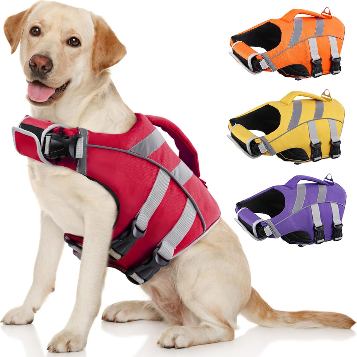 Kuoser Reflective Dog Life Jacket, Dog Life Vest for Swimming Boating