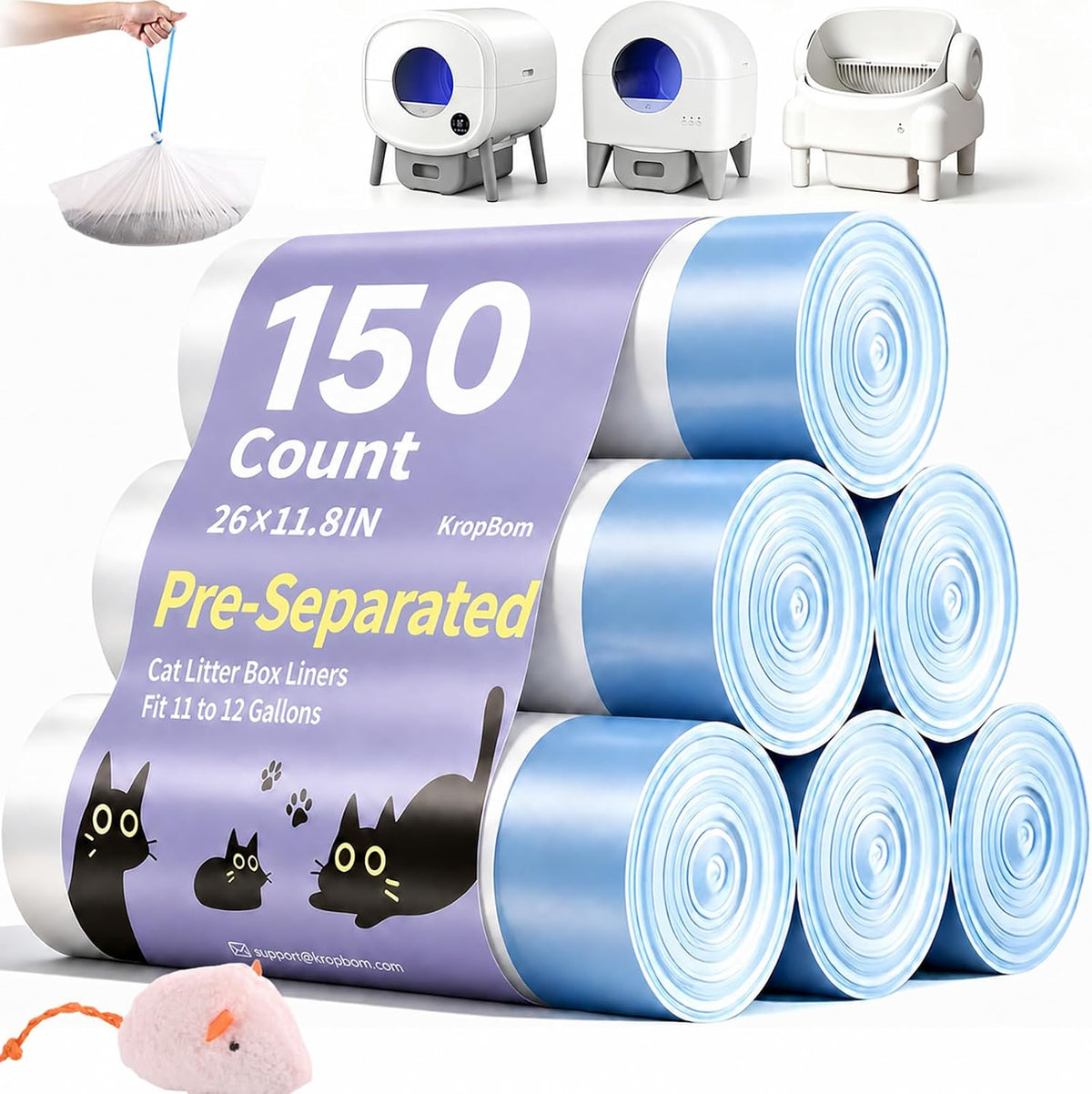66 Count 26"x11.8" Cat Litter Box Bags Liners for Automatic Cat Litter Box