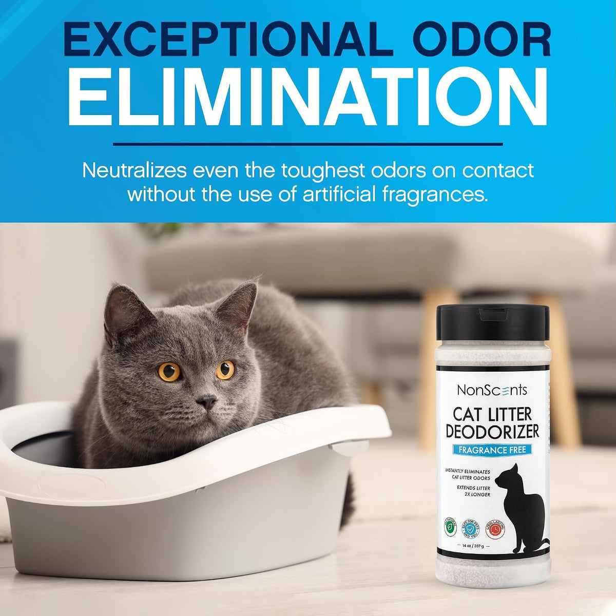 Nonscents Cat litter Deodorizer - Odor Eliminator - 16 ounce