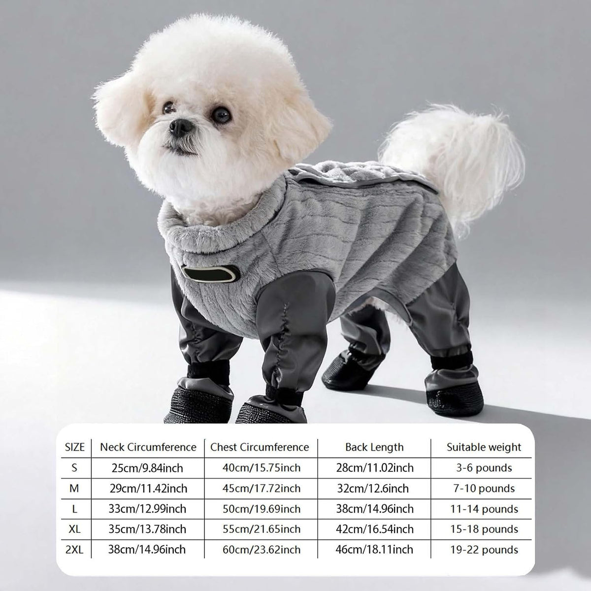 Quilted Insulated Winter Coat with Boots Reflective Full Coverage Outerwear for Small Medium Sized Dogs Outdoor Walking 