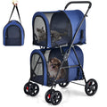 Giantex Double Pet Stroller with 2 Detachable Carrier Bags, Safety Belt, 4 Lockable Wheels, Folding Cat & Dog Stroller f