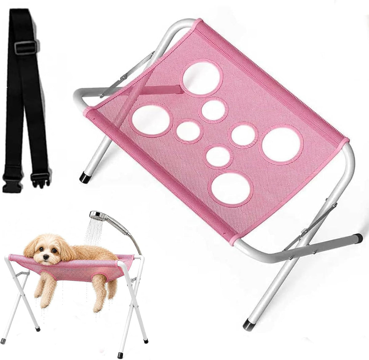 Pet Grooming Hammock with Stand Dog Bath Hammock Foldable Dog Bath Stand