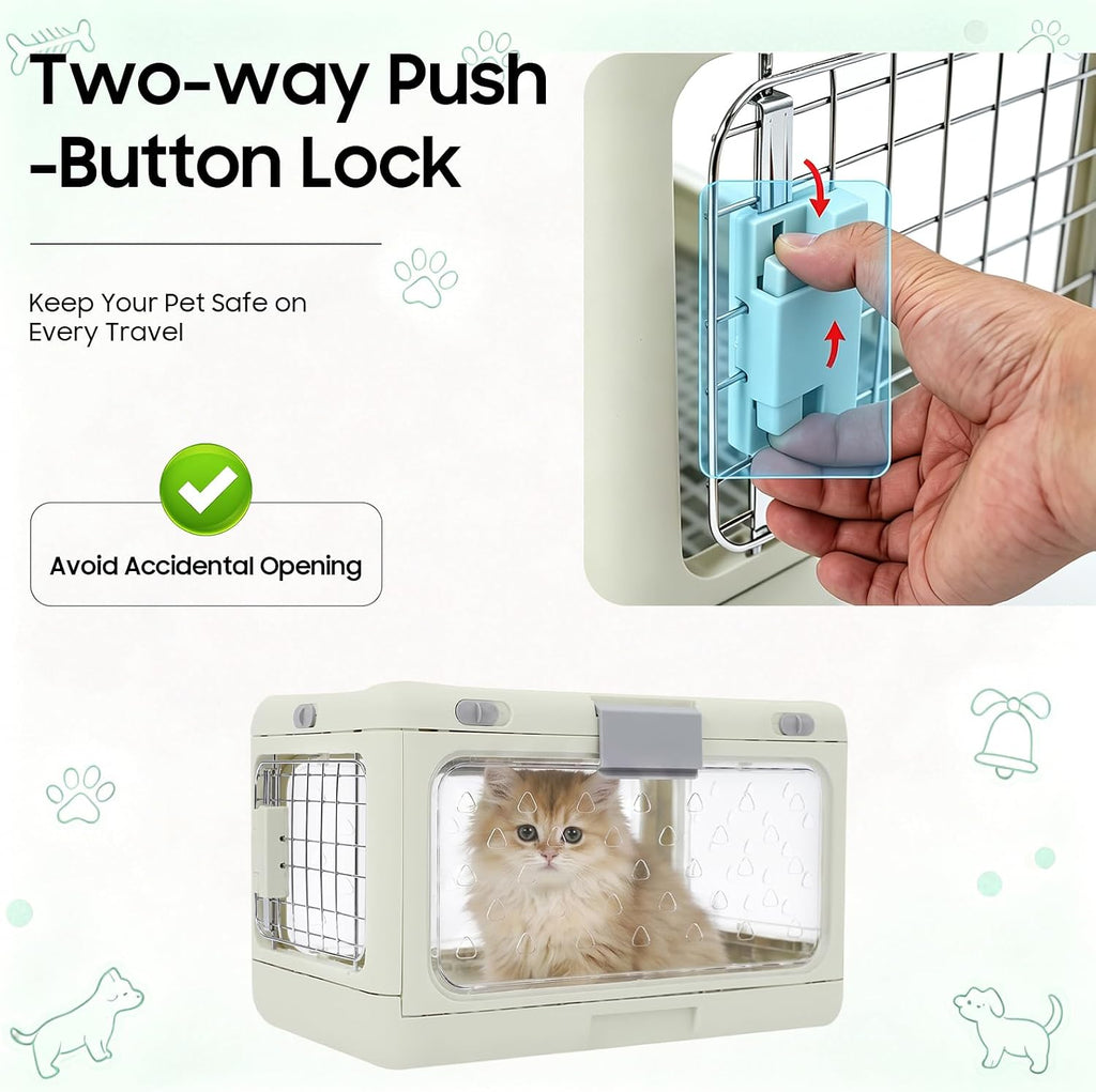Collapsible Dog Crate for Small Dogs, Hard Cat Carrier 19.69x12.6x12.2in