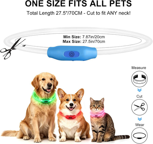 2-Pack LED Dog Collar, Light Up Dog Collars,Rechargeable Dog Lights for Night Walking，Universal, Reusable Safety Necklac