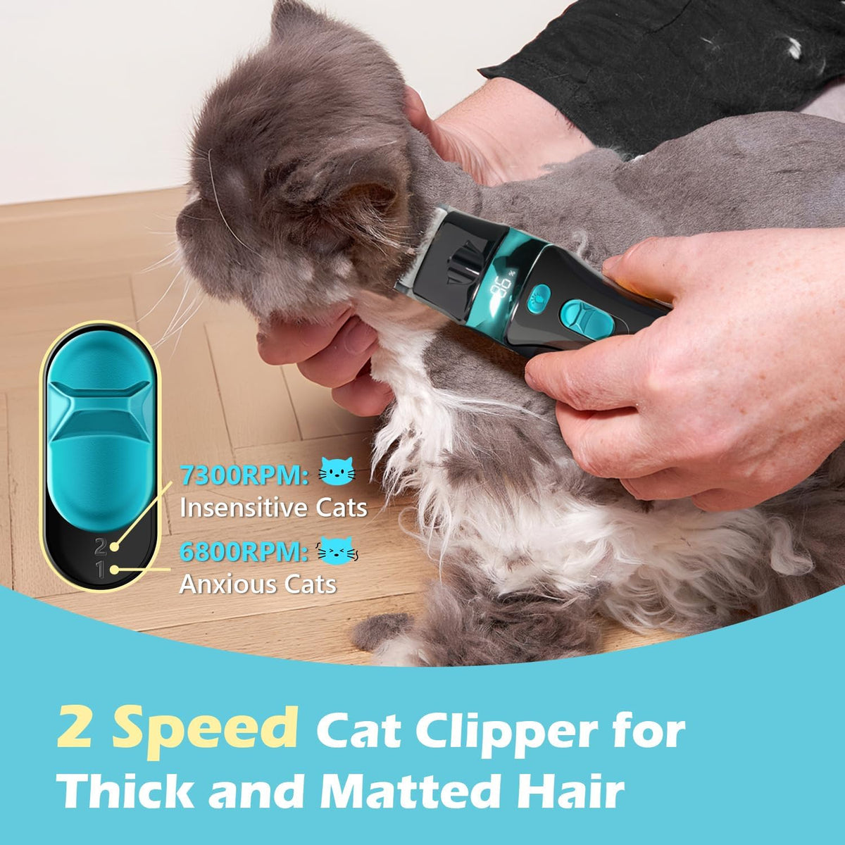 Cat Clippers for Grooming with 5-in-1 Blade Cat Grooming Kit