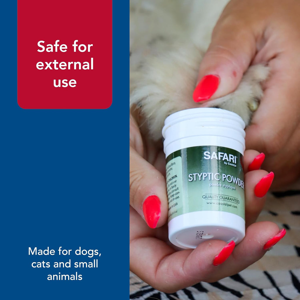 Safari by Coastal Styptic Powder to Quickly Stop Minor Bleeding from Nicks Or Scrapes On Dogs Or Cats