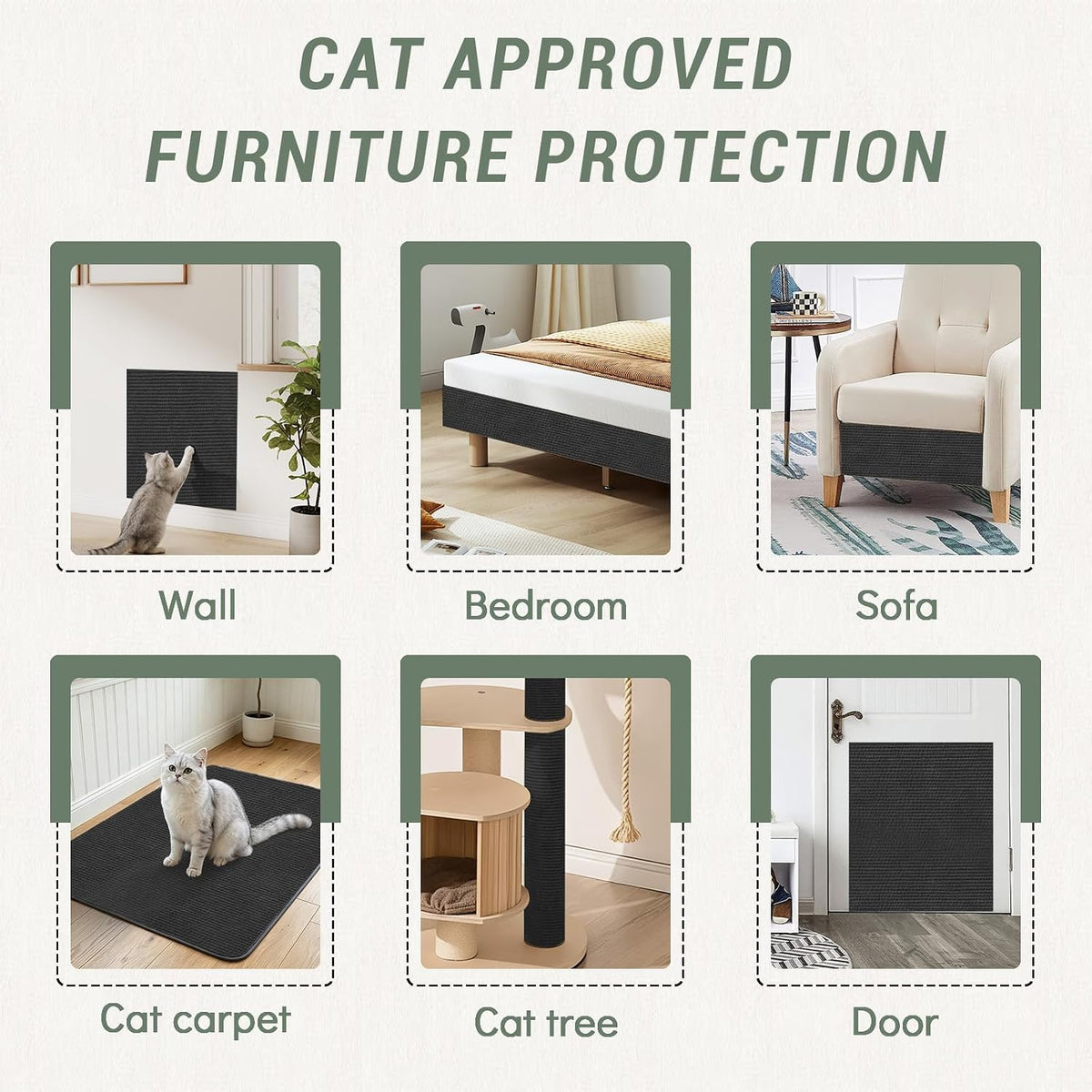 SEPAZON 78.7" x 15.8" Cat Scratch Furniture Protector, Black