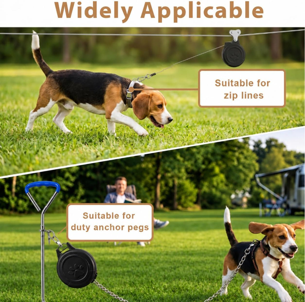 37 FT Retractable Dog Tie Out with Heavy-Duty Ground Anchor, Blue Handle