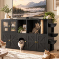 74" Double Cat Litter Box Furniture with Storage, Black