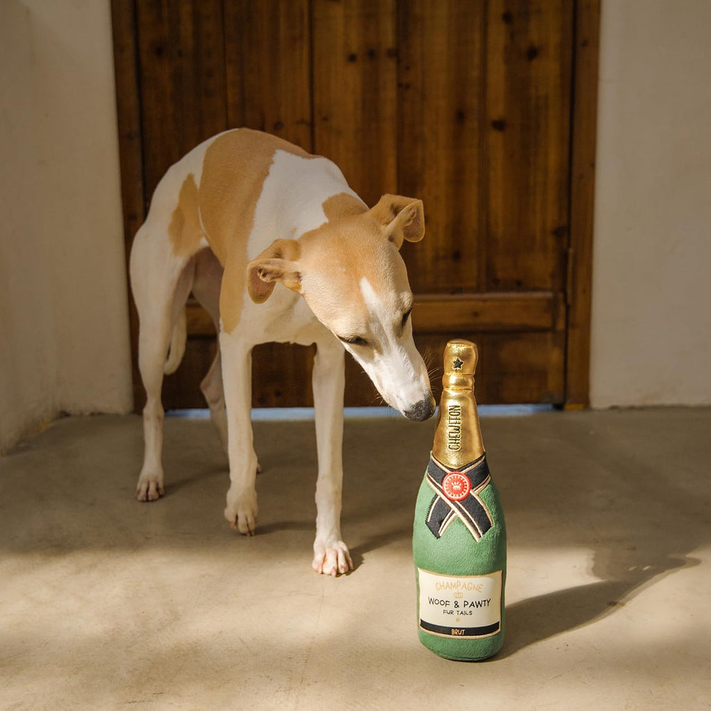 CHEWFFON Dog Toy, Interactive Champagne Shape Squeaky Toy for Boredom