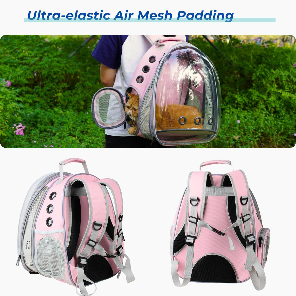 Lollimeow Cat Backpack Carrier, Pet Bubble Backpack, Supports up to 16 lbs