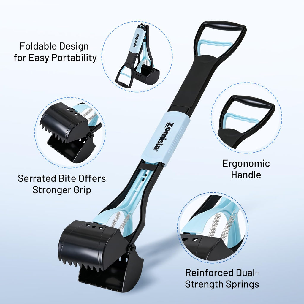 ZOMISIA 32" Long Handle Collapsible Pooper Scooper with 30 Count Waste Bags