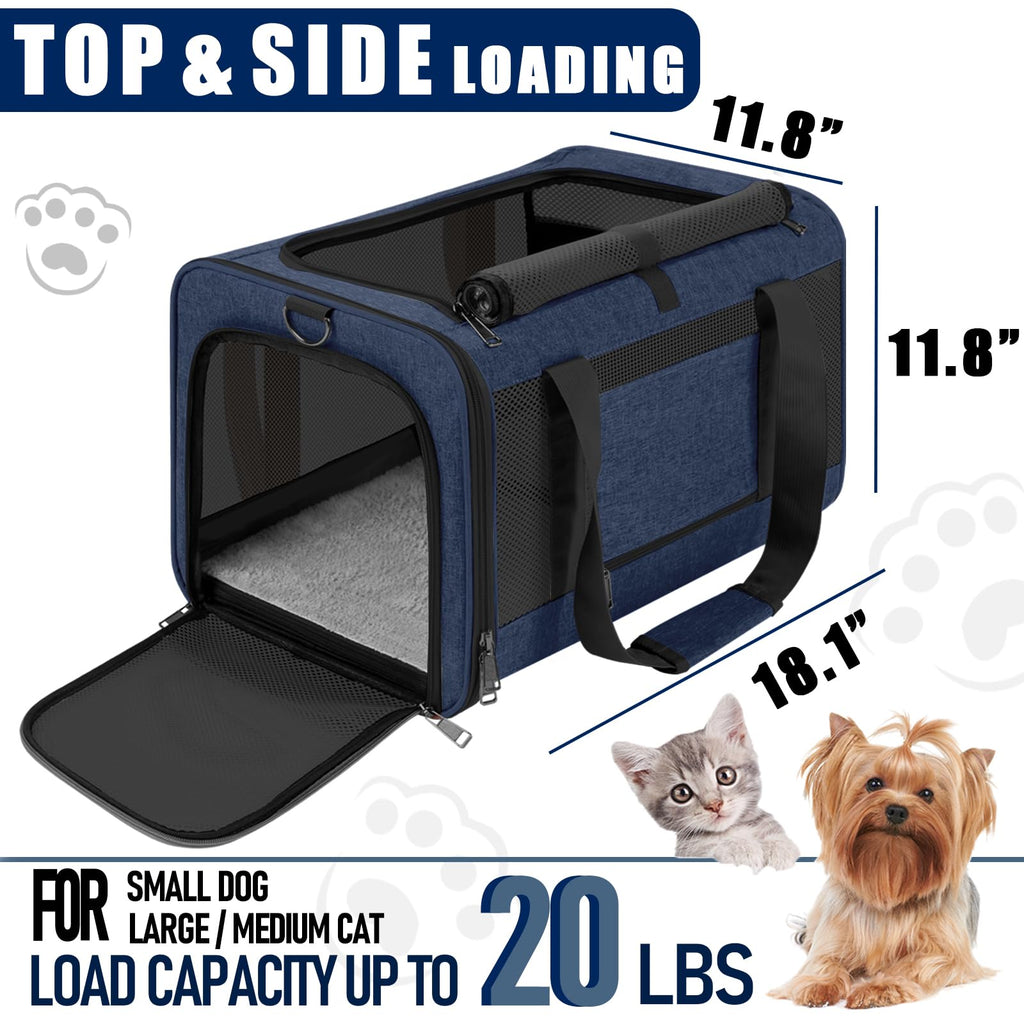 GAPZER Large Cat Carrier Soft, Collapsible Travel Pet Carry Bag, Small Dogs