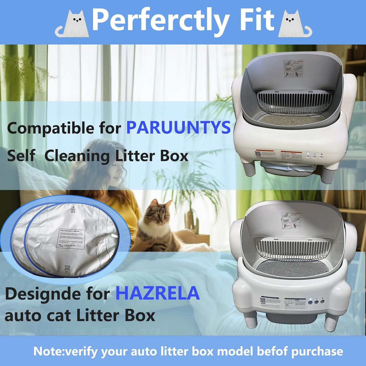 2PCS Waterproof Pads for PARUUNTYS Self Cleaning Litter Box