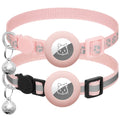 2 Pack Airtag Cat Collar Breakaway with Bell,Reflective Kitten Collar with Apple Airtag Cat Collar Holder,Adjustable 7-12In,Safety Buckle for Girl Boy Cats,Pet Supplies,Accessories,Gifts (Pink)