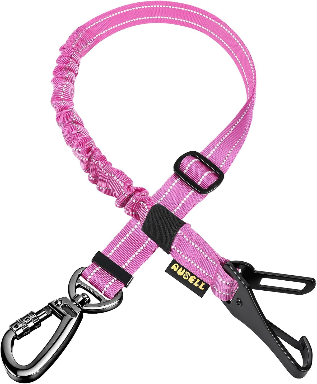 AUBELL Dog Seat Belt for Car,Updated 3-in-1 Bungee Dog Car Harness,Black