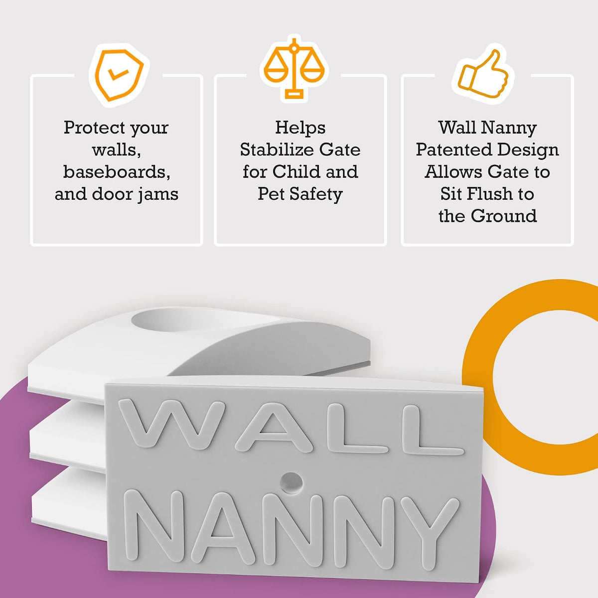 Wall Nanny - Baby Gate Wall Protector (Made in USA) Protects Walls and Doorways from Pet Gates - for Pressure Mounted In