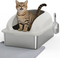 OLIXIS Large Metal Large Cat Litter Box with Lid, High Wall Sides