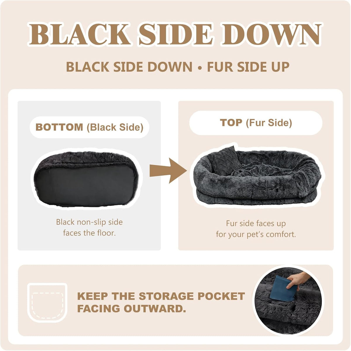 WROS Human Dog Bed for Adult, 71"x45"x12" Giant Calming Nest Bed, Dark Grey