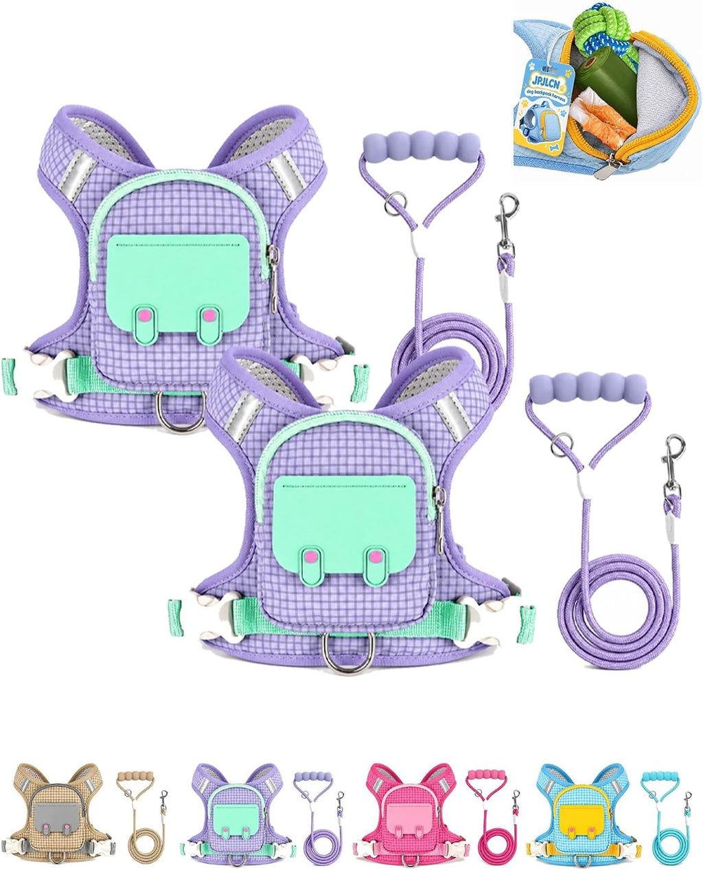 Dog Backpack Harness No-Pull Control Reflective Waterproof