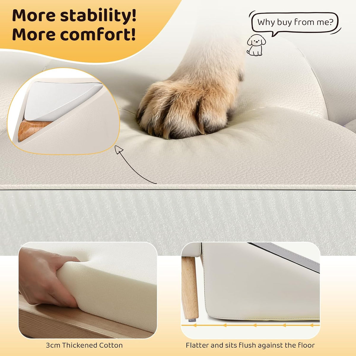 Dog Ramp for Couch, 16"H 2-in-1 Non-Slip Dog Stairs for Small Dogs