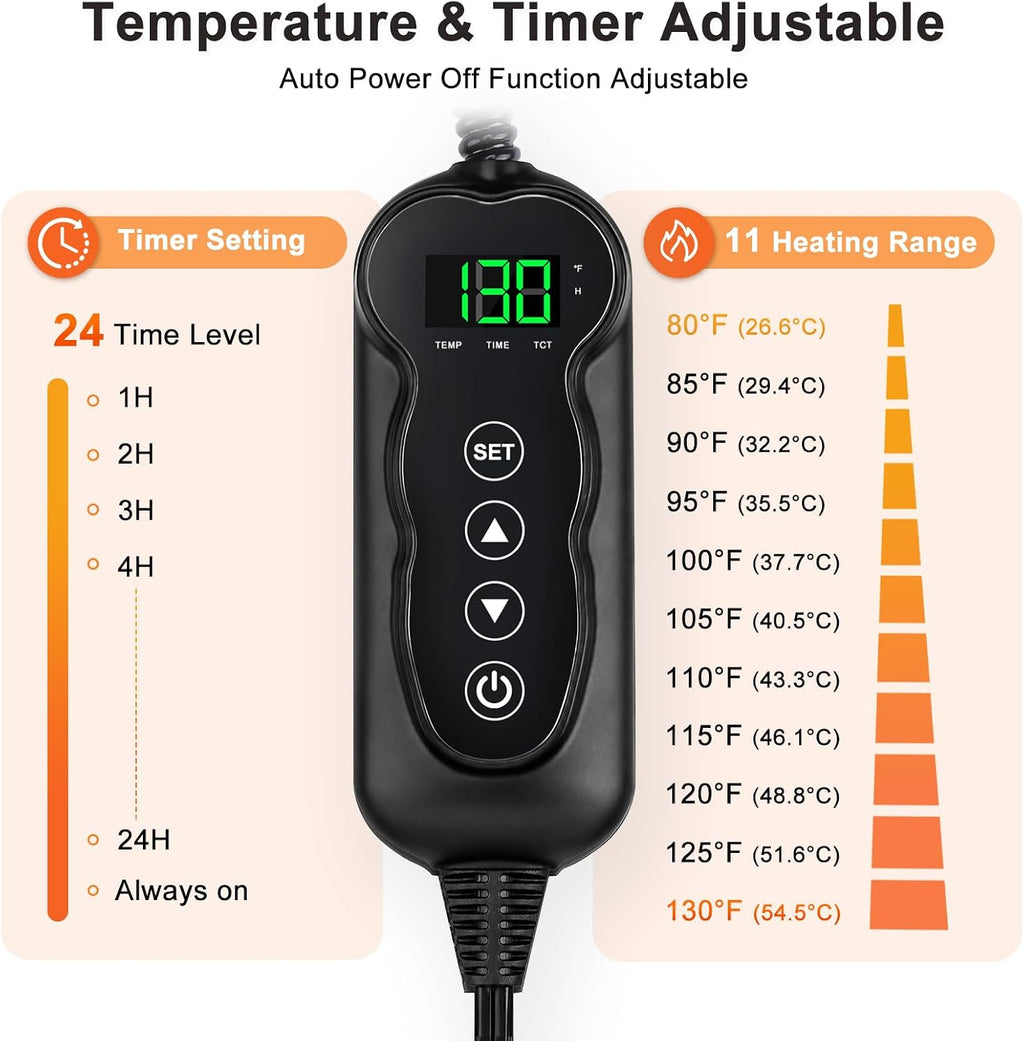 Dog Heating Pad, Heated Dog Bed, Adjustable Temperature with Timer-28 x20in