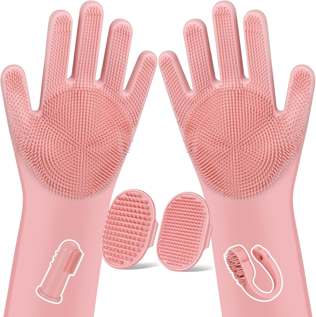 6PCS Grooming & Bath Supplies for Dogs, Cats | Dog Washing Gloves | Dog Bath Brush | Dog Shower Brush | Pet Grooming Glo