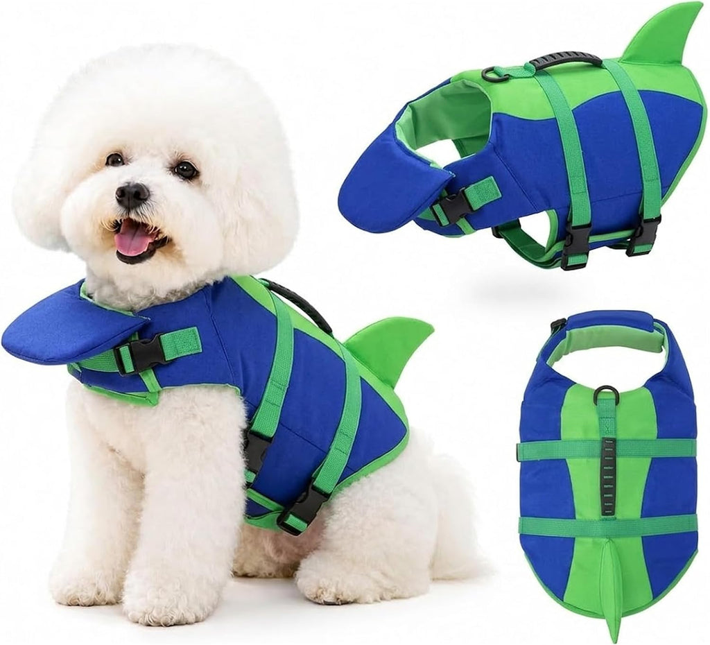 Colorblock Dog Life Jacket, Front Float Dog Life Jacket with Chin Support and Leash D-Ring for Pool Boating, Back Rescue