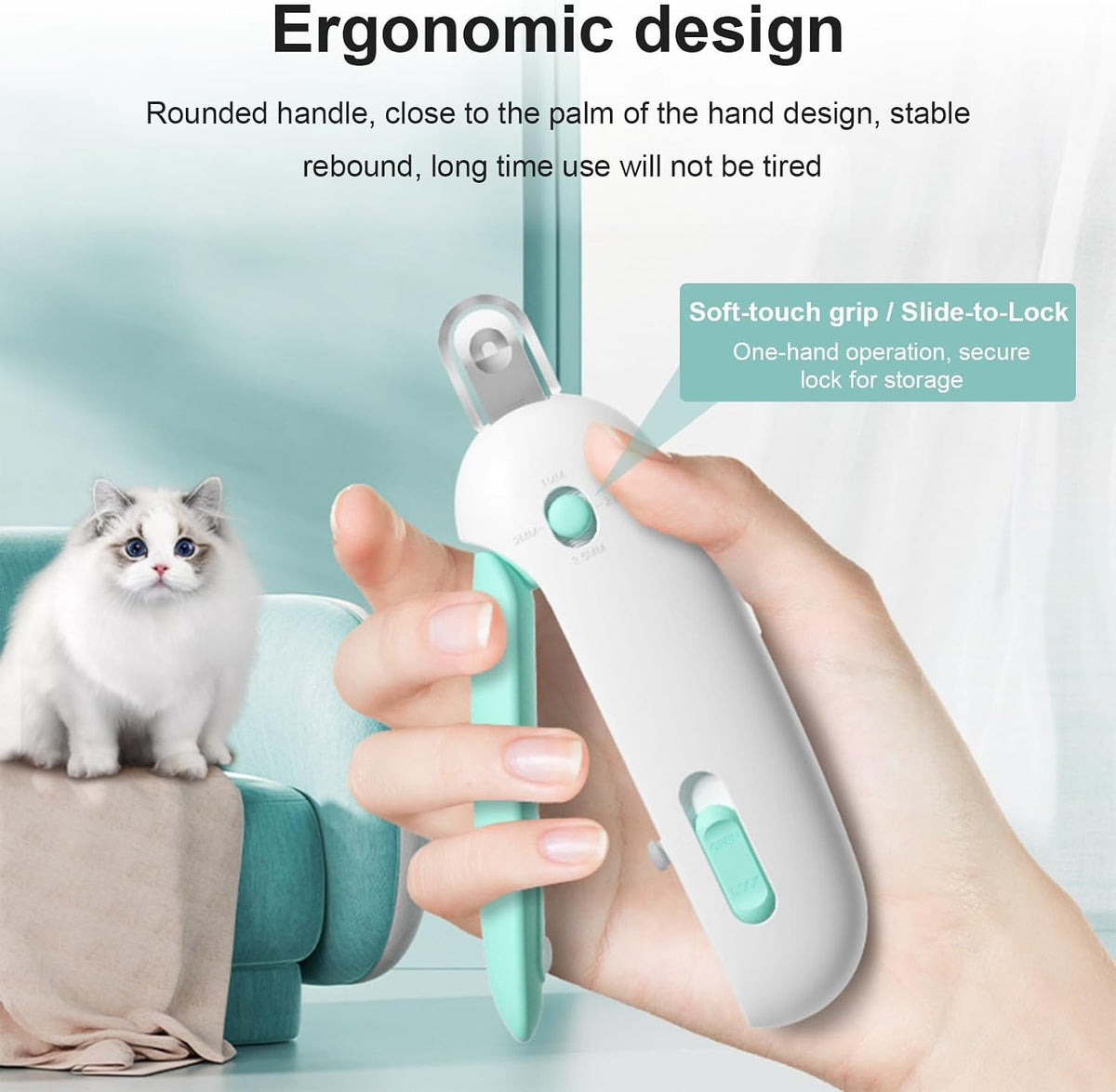 Cat Nail Clipper, Pet Nail Trimmer with 3-Level Safety Guard & Nail File