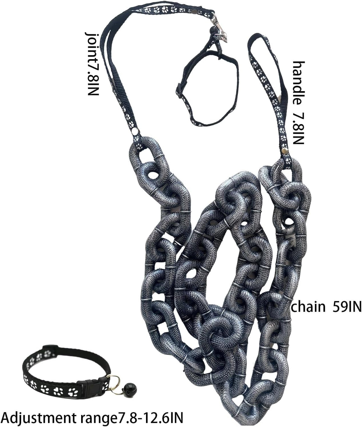 Fake Big Chain Dog Leash for Small Dogs & Cats, 75 Inch，Grey