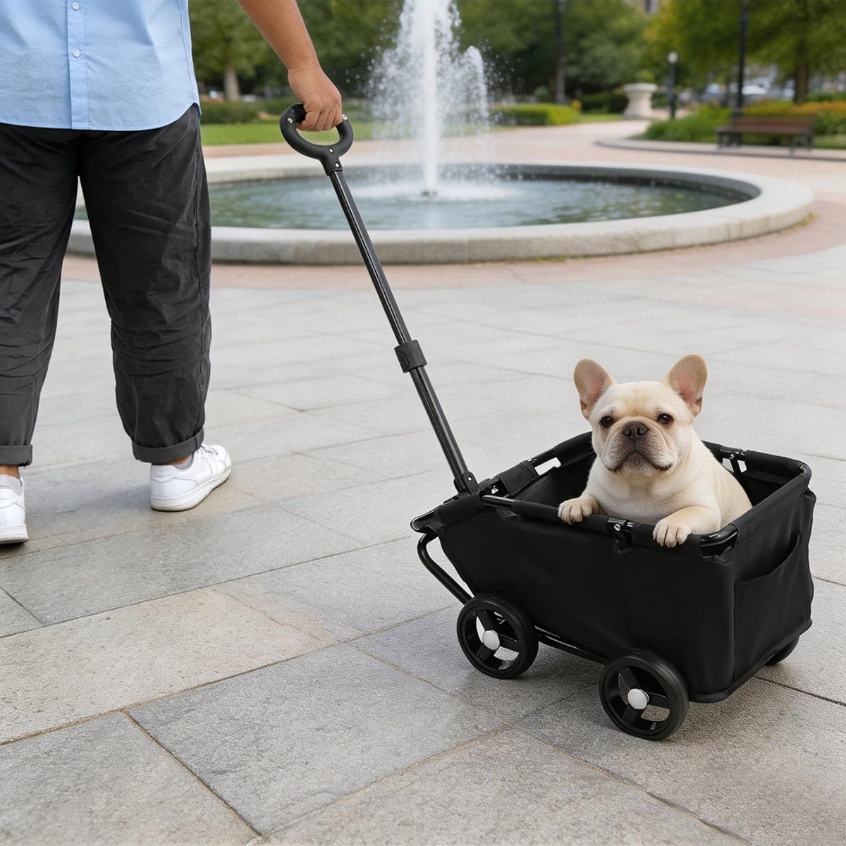 Mini Pet Stroller with Adjustable Handle Maximum Capacity 16.5 lbs