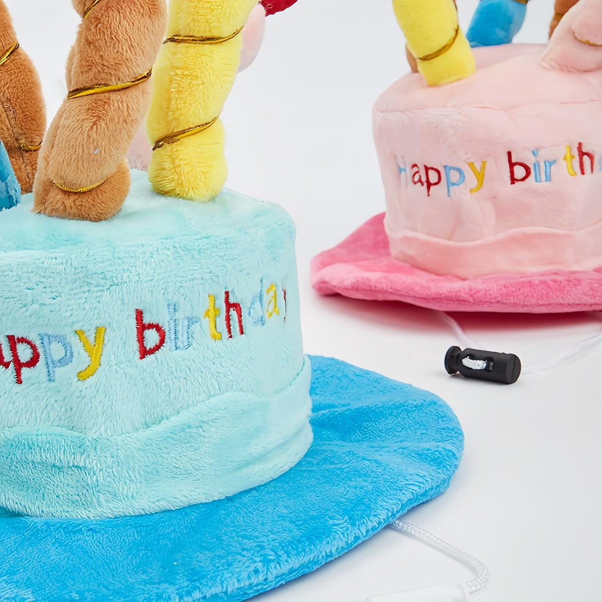 Cute Pet Party Hat for Dogs&Cats - Soft Fluffy Birthday Cap with 5 Color Candles (Blue), Adjustable Strap for Halloween,
